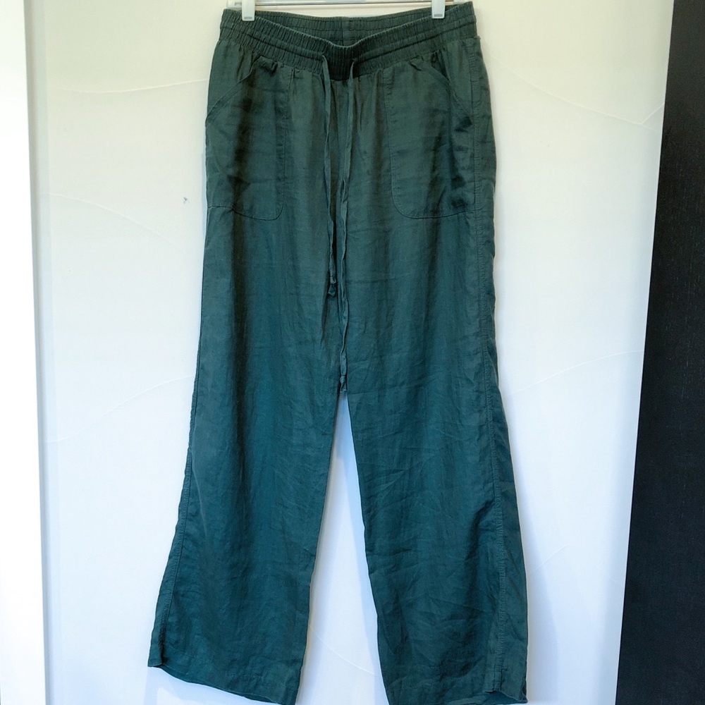 Olive linen pants with draw string